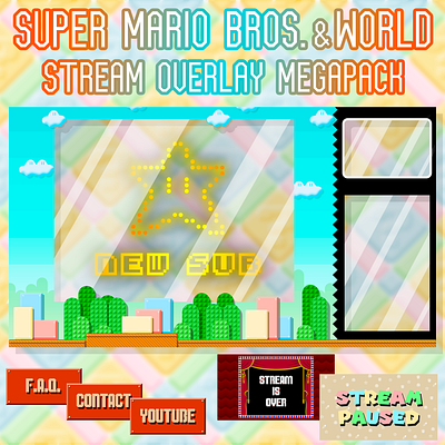 Super Mario streaming overlay design gaming graphic design mario nintendo overlay overlays stream streaming super mario twitch ui video games