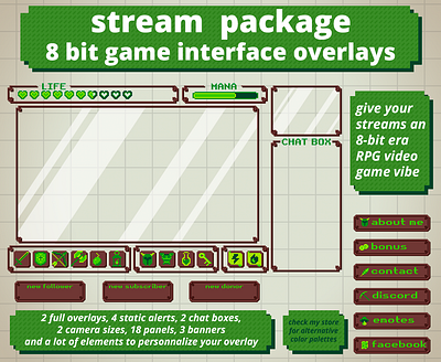 8-bit RPG streaming overlay (brown/green) 8 bit design graphic design overlay overlays rpg stream streaming tw twitch ui zelda