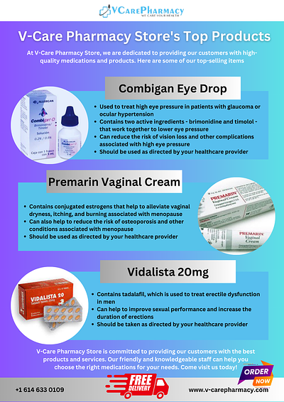 Discover the Best Health Products at V-Care Pharmacy Store combiganeyedrop onlinepharmacy premarinvaginalcream vcarepharmacy