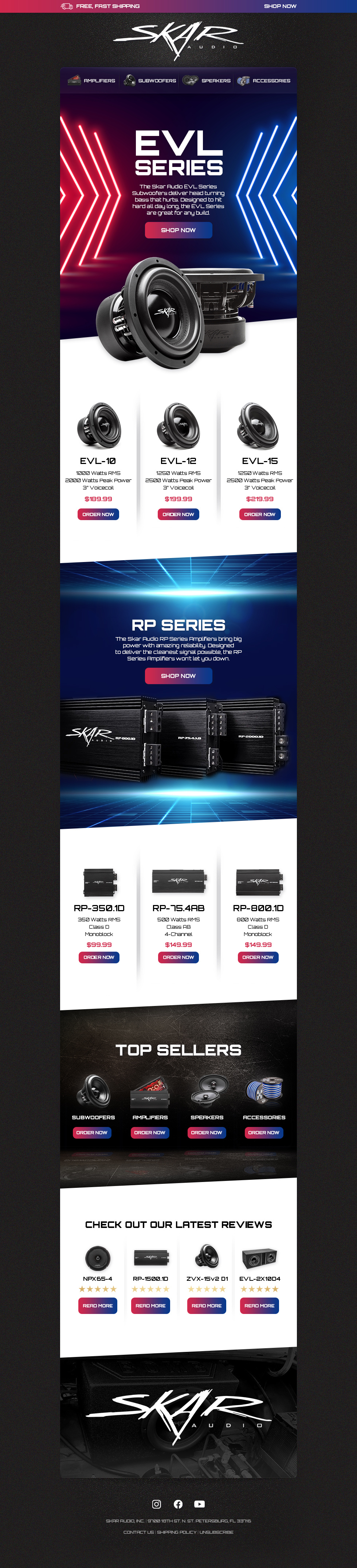 Email Design for Audio Company creative dark design email template ui