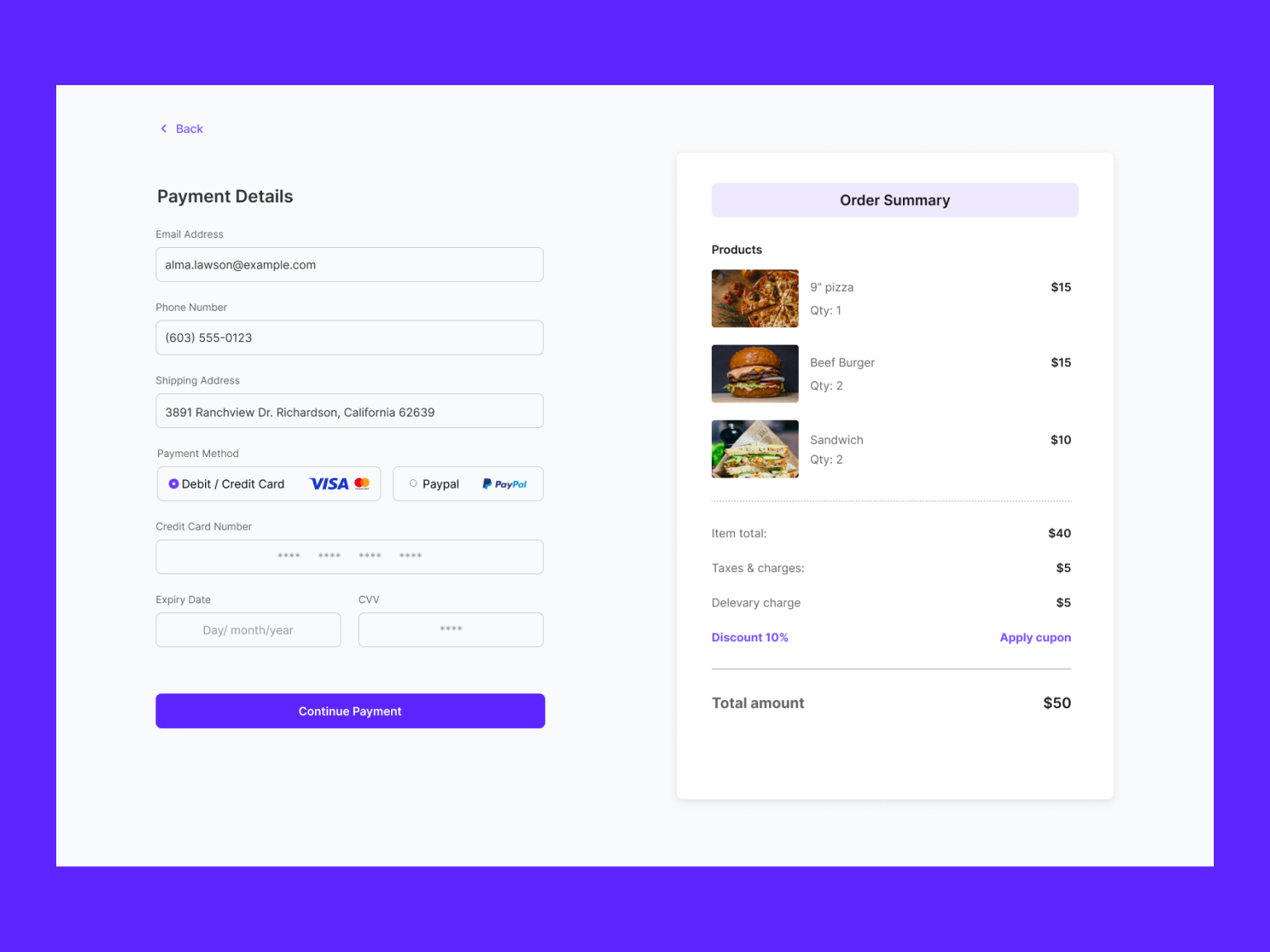 Payment checkout page UI design by Imran Hossain on Dribbble