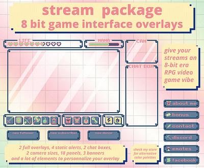 8-bit RPG streaming overlay (pastel) 8 bit design graphic design overlay overlays rpg stream streaming twitch zelda