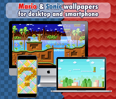 Mario & sonic wallpapers (vector remake) desktop graphic design mario nintendo sega smartphone sonic vector wallpaper