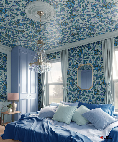 Blue Flower. Wallpaper, Fabric. blue floral ornament seamless pattern textile design victorian vintage style wallpaper william morris
