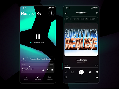 Music Player. Daily UI. Day 7. 3d animation app blender branding color creativit daily ui design graphic design logo motion graphics ui