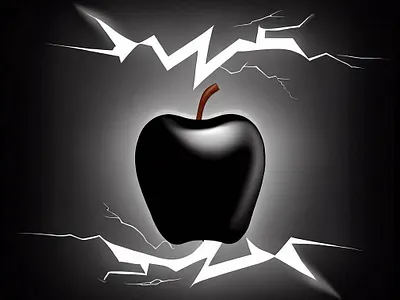 Black apple releasing electric charge apple design electric graphic design lightning
