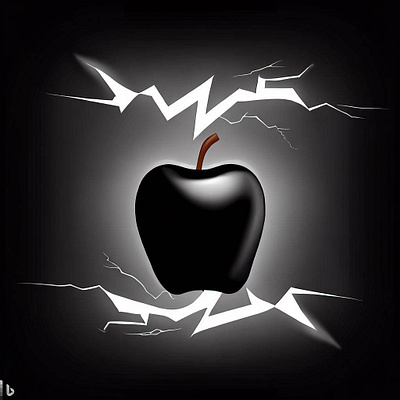 Black apple releasing electric charge apple design electric graphic design lightning