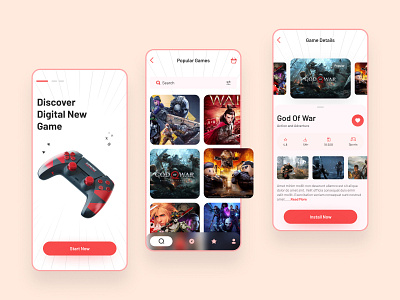 Game Store Mobile App Design app branding dailyui design game app game store gaming app mobile app mobile ui popular game typography ui ux