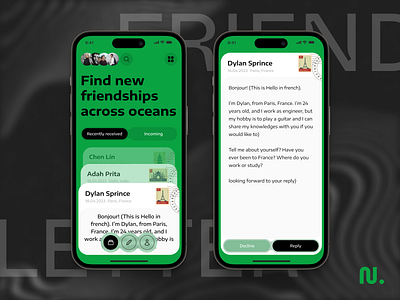 PenPal App app chat chatting design friends interface ios mobile letter message user interface uxui writing