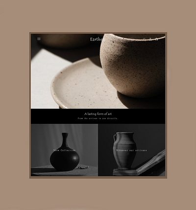 Earthen: A ceramics catalog Landing Page design adobe xd ceramics dailyui design figma illustration landing page minimalism minimalist ui ui design user interface ux design web design