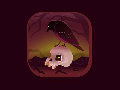 005 bird creepy halloween illustration skull spooky vector