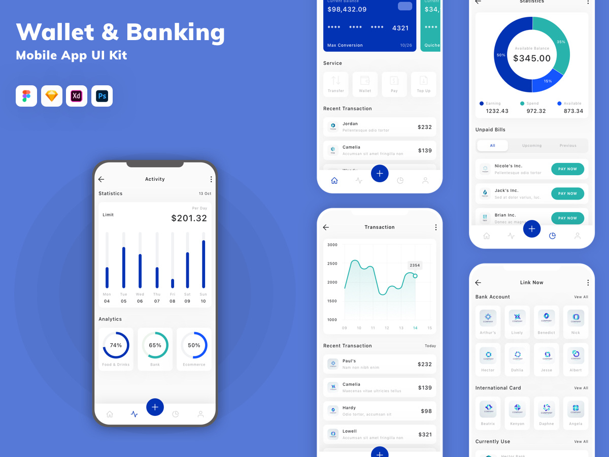 Wallet & Banking Mobile App UI Kit by Safayet Khan on Dribbble