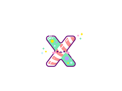 X — Kawaii Xmas 🎄 adobe cartoon character christmas cute holiday illustration kawaii lettering seasonal type vector xmas