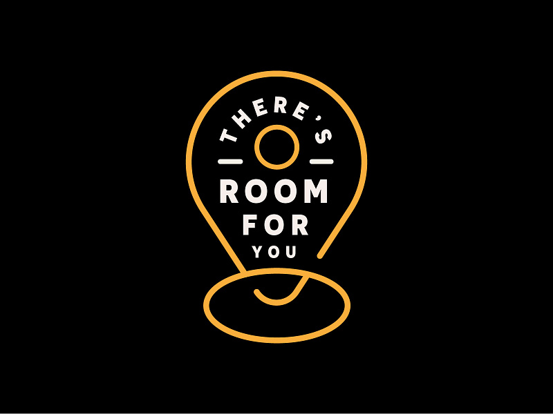 There's Room For You Badge badge badge design branding cream design iconography illustration location logo pin typography ui
