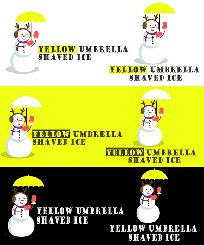 yellow umbrella shaved ice logo 3d branding graphic design logo