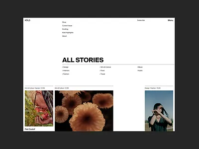 KÖLD design editorial first screen magazine online magazine photography ui web design website