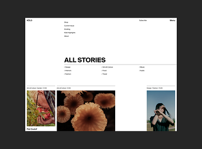 KÖLD design editorial first screen magazine online magazine photography ui web design website