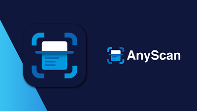 AnyScan (a product by AnySoft) anyscan anysoft app icon cloud cloud services concept gradient icon logo logo design microcloud services minimal modern scan icon scanner scanning software vector