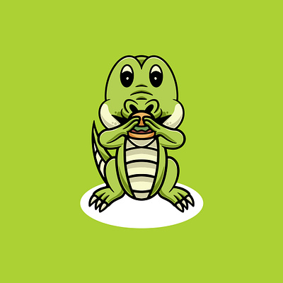 Cute Baby Crocodile Eating Burger branding burger addict graphic design ui