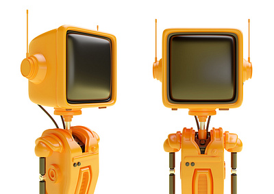 TV-0 3d android art bot cartoon character concept cyborg design future illustration portrait render retro robot science scifi toy tv