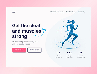 Fitness and Workout - Landing Page 3d graphic design ui