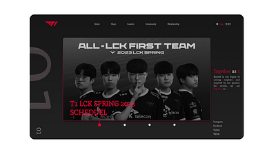Landing Page - T1 esport team comepetion dailyui e sport esport faker homepage korea korean landing page lck league of legends t1 team ui ux valorant web web design