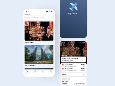 FlyFinder (Travel app) app design ui