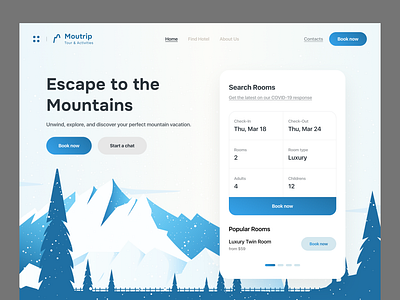 Travel booking airbnb book flix hotel journey mountains travel trip ui ux vacation web web design webdesign website winter