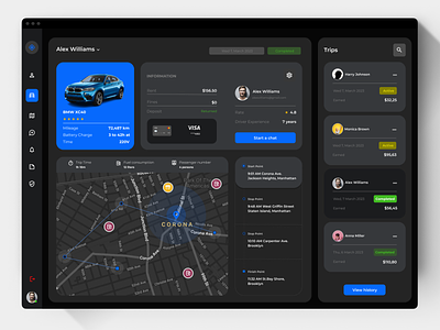 Night Ride: A Dark Mode Taxi Service Dashboard for the Web. branding dark mode design graphic design map taxi tracking uber ui ux vector webapp