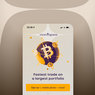 Trade app login screen bitcoin blockchain crypto design login logo morningstar trade ui