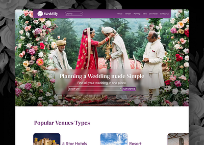 Wediffy (A Wedding Planner) design figma ui user interface ux webdesign website design wedding planner