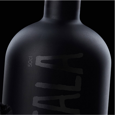 BRUTALA. Swedish vodka alcohol black bottle brand branding coal design glass label mat matte naming pack package packaging packing premium product swedish vodka