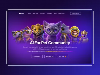 PetAI Landing page ai blockchain design pet token ui ux web website