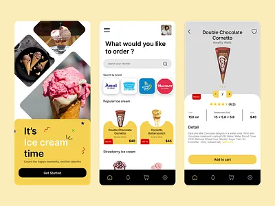 Ecommerce App Design (Landing page) branding dailyui ecommerce graphic design ice cream ice cream app design landing page ui uiux
