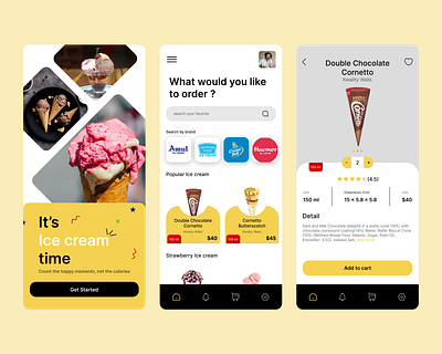 Ecommerce App Design (Landing page) branding dailyui ecommerce graphic design ice cream ice cream app design landing page ui uiux