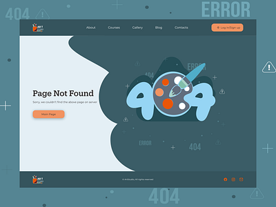 404 for Art School, case study 404 case study error page ui vector