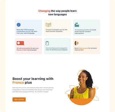 Features Section of a E-learning Platform illustration typography ux web design
