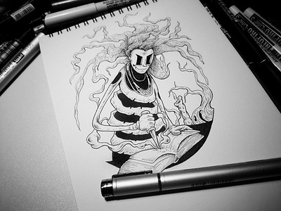 Daily Inkwork art black and white copic drawing illustration illustrator ink line art