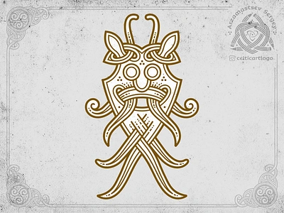 Mask celtic design illustration knot knotwork logo loki mask norse ornament rune runestone viking