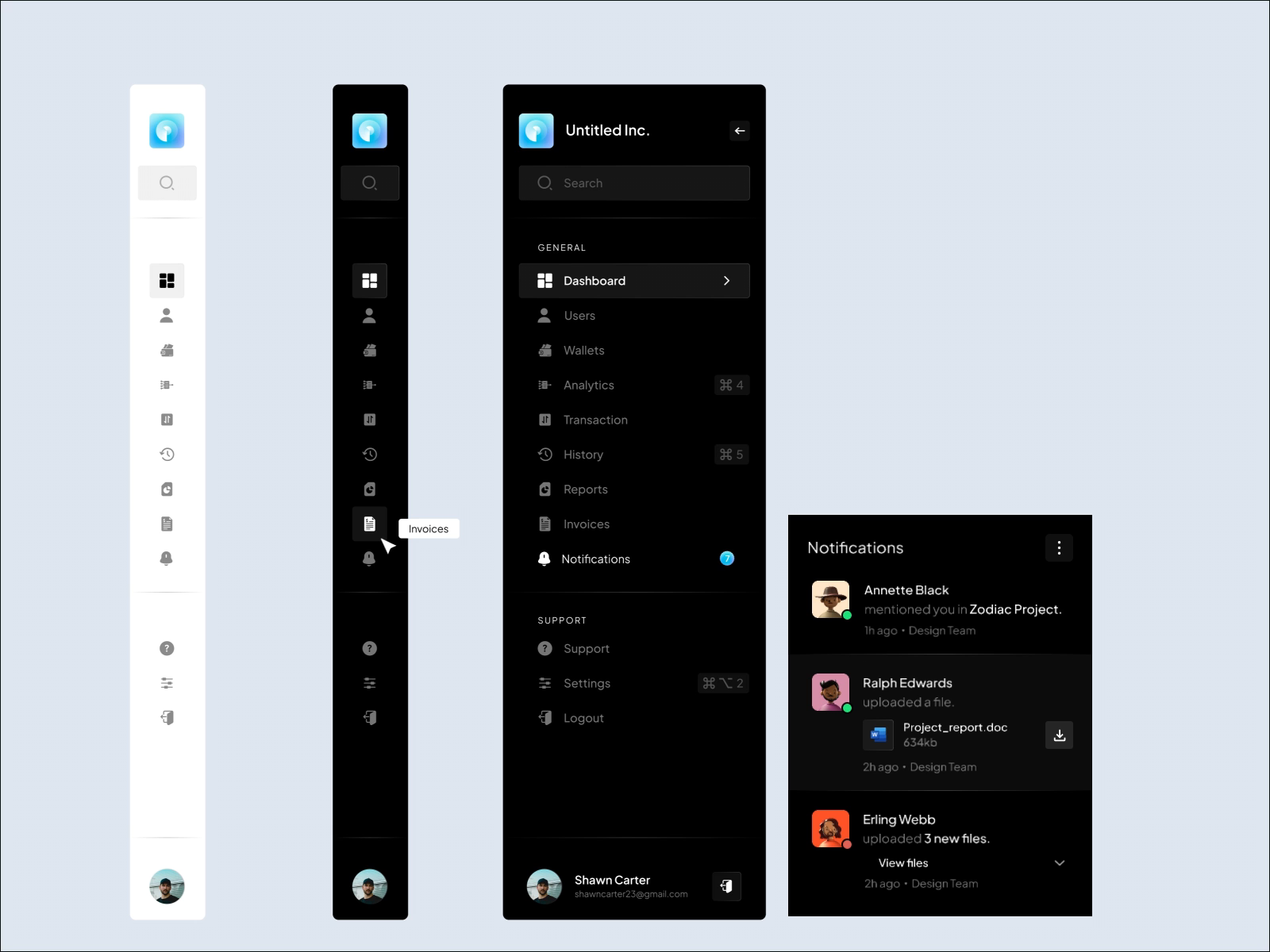 Dashboard Sidebar Navigation Interaction by Zared on Dribbble