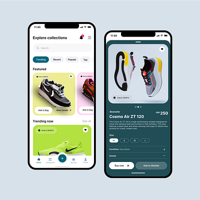 Mobile App - UI Design app design app interface dailyui figma graphic design mobileui sneakers ui ui design ui interface uiux