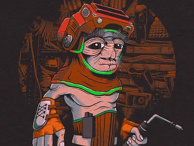Babu Frik alien andor babu frik character character design droid engineer illustration junk mandalorian mech mechanic monster robot star wars workshop