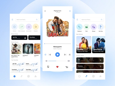 Music App UI albulms app design bollywood branding classical instrumental listening minimal music music app music artist musical new design playlist pop music trending ui user experience user interface ux