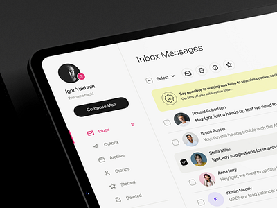 Inbox Messenger branding chat clean dashboard design email figma graphic design inbox interface logo messages messenger minimal table typography ui user ux web