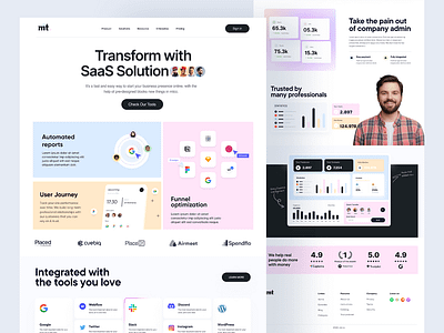 Saas Solution - Landing Page branding design graphic design illustration logo typography ui vector