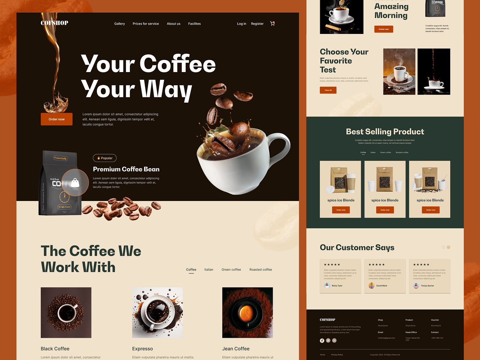 Coffee shop website landing page design by AH Pathan on Dribbble