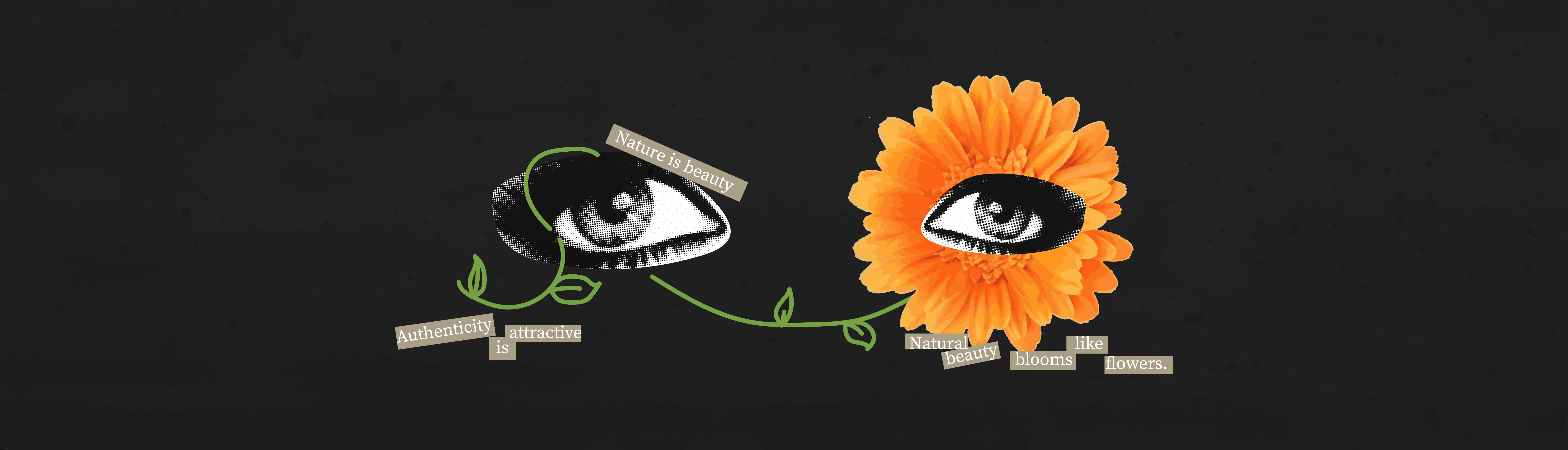 Vector collage banner beauty collage doodle flower grow grunge halftone illustration selflove texture vector