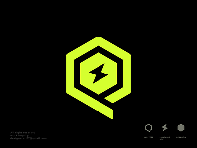 Q + Bolt + Hexagon Logo | Innovation, energy, power Company Logo a b c d e f g h i j k l m n bolt branding design electricity energy green energy icon innovation logo logotype modern logo o p q r s t u v w x y z power q letter renewable smart logo solar speed vector