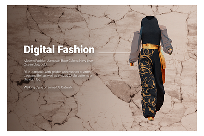 Digital Fashion Jumpsuit 3d cinem4d design digital fashion fashion garmet gold marble