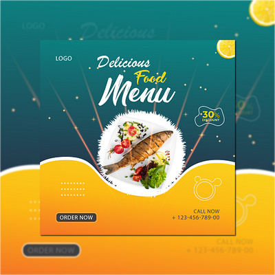 Food menu social media post template or square banner template banner